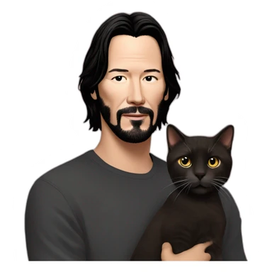 keanu reeves with cat sticker