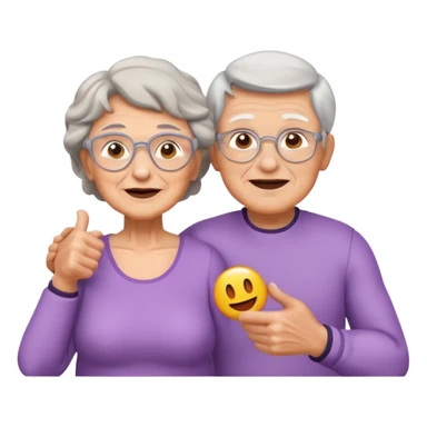 granny with a young pumped up guy emoji iOS 18.1 sticker