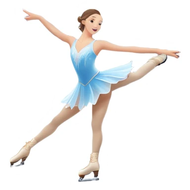 An icon showing a graceful figure skater performing a spin on the ice in a grand ice palace. The rink is illuminated by soft light beams, with cheering spectators in the stands. Snowflakes gently fall, adding to the magical atmosphere. Transparent background highlights elegance and artistry. sticker