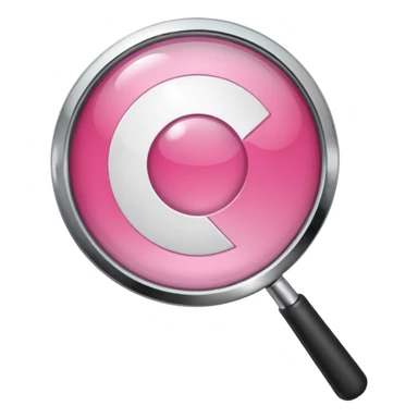 mix light pink dark pink and white girly chrome internet logo with a magnifying glass sticker