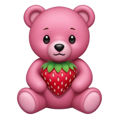 Pink teddy bear with strawberries on it sticker