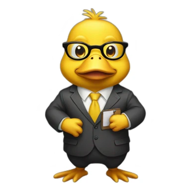 Psyduck outfit men's suit glasses and clipboard on the hands sticker