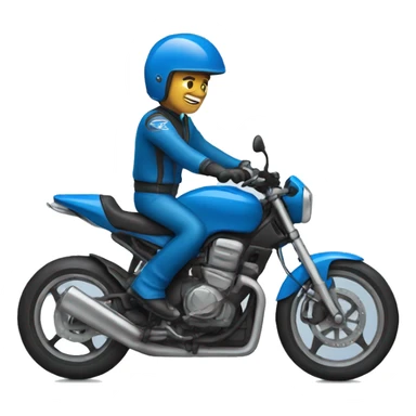 Blue motorbike with a rider sticker