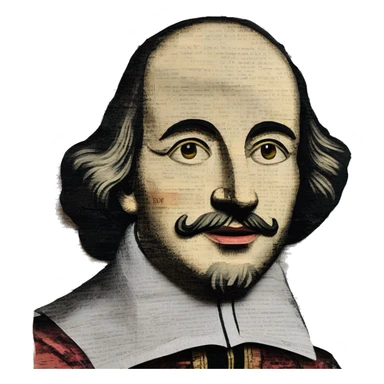 Shakespeare made of newspaper cuttings 420 roses flowers sticker