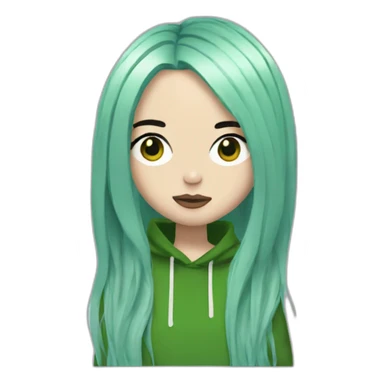 Billie Eilish with black hair and green roots sticker