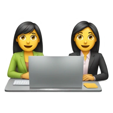 2 personnes travaillent ensemble sur 1 ordinateur sticker