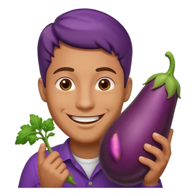 Man and eggplant sticker
