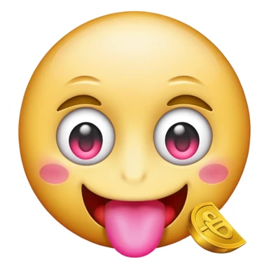 Money emoji with heat eyes and pink tounge sticker