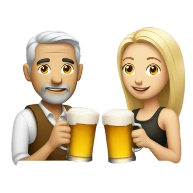 Man and woman with cups of beer sticker