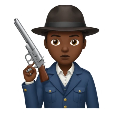 Blunt in mouth. Dress like yn. Holding a gun sticker