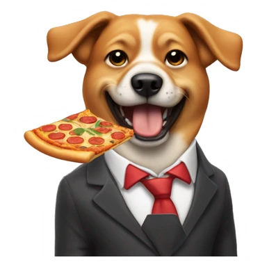 Dog in suit eating pizza sticker