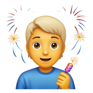 excited classic emoji style face watching fireworks sticker