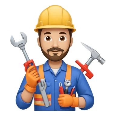 Hispanic HVAC technician with goatee beard as an action figure logo with HVAC tools sticker