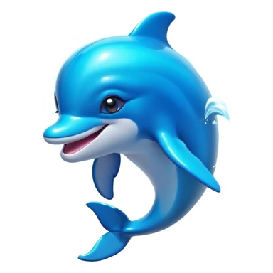 Cinematic Adorably Playful Dolphin Portrait Emoji, Bouncing joyfully through sparkling turquoise waves with a sleek, streamlined body of glossy blue skin, a wide, infectious smile, and bright, twinkling eyes that radiate pure delight, Simplified yet charmingly exuberant features, highly detailed, glowing with a radiant, bubbly aquatic glow, high shine, energetic and heartwarming, stylized with an air of whimsical ocean fun, soft glowing outline, capturing the essence of a super cute dolphin that seems ready to leap out of the screen spreading joy! sticker