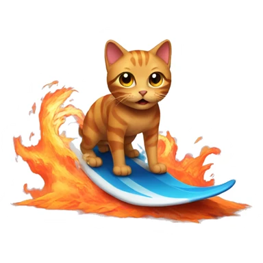 Cat who's surfing on lava sticker