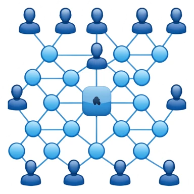 network of connected people icons, CRM tool sticker