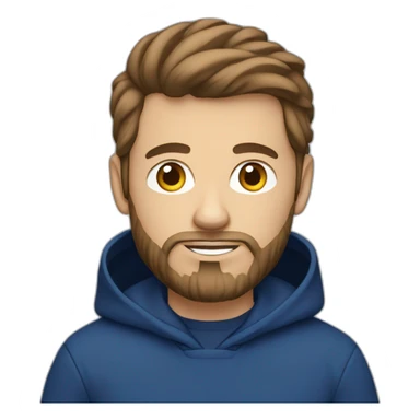 Brown hair white man with a beard typing on apple computer wearing a dark blue nike hoodie sticker