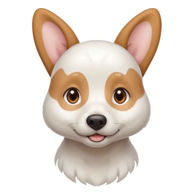 White dog with brown eyes and some long white body and white ears with brown spots curved on the sides sticker