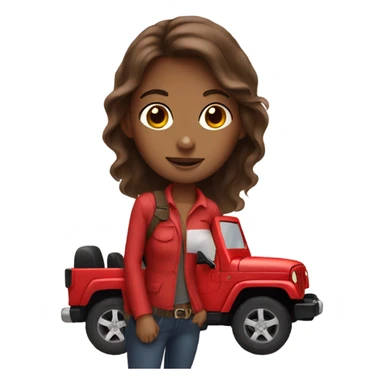 Brown haired girl in red jeep sticker