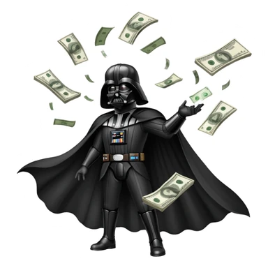 Darth Vader farting while money spreading using the force  sticker