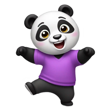 A pink panda wearing a purple shirt dancing  sticker