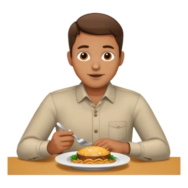 man eating at restaruant sticker