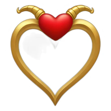 Red heart frame with gold horns sticker