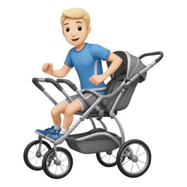 man running with stroller, energetic expression sticker