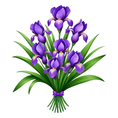 big bouquet Lavender Iris, luxuriant, leaf, bud sticker