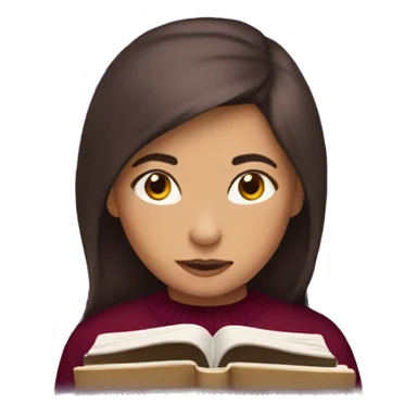 Girl wearing burgundy Christmas jumper reading a book sticker