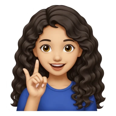 a light skin girl w black slight brown really tall wavy hair biting one fingering and smiling (in a flirty way) with big brown pretty eyes , make sure shes biting the finger, and the hair is wavy not curly sticker