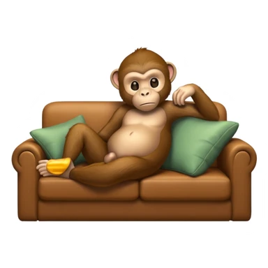 A monkey laying on a couch sticker
