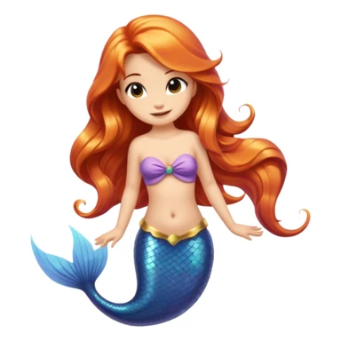 A cute mermaid emoji, looking coy and mischievous with a flirty smirk.  sticker
