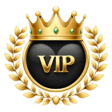 Luxury black and gold circular logo-style emoji, with ornate golden swirls, royal crown on top, bold text in center, glowing golden edges, premium VIP style, dark glossy background, looks like a high-end Telegram bot badge or emblem, no faces, with the text 'VIP24.CC BOT' in golden bold letters sticker