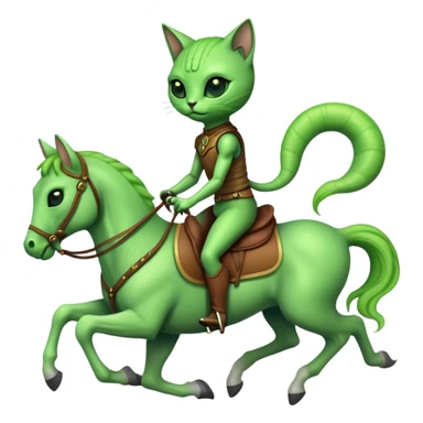 Un gato alien montado en un caballo  sticker