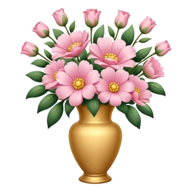 Pastel Pink Flowers Bouquet Golden Huge In a Vase sticker