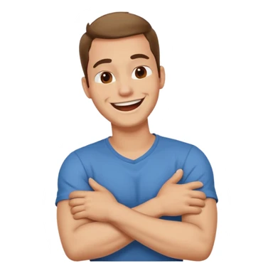 arms crossed holding neck laughing man sticker