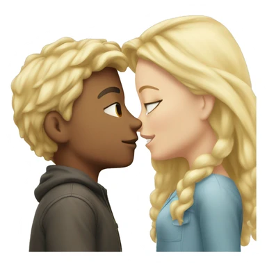 a blonde boy and a blonde girl kissing  sticker