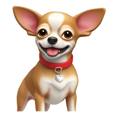 Perro Chihuahua sostiene corazón rojo, fondo blanco, claymation sticker