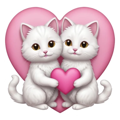 white tow cats hands holding a pink heart sticker