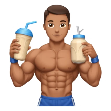 bodybuilder holding protein shake sticker