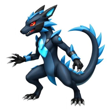 Edgy futuristic Zeraora-Salandit-Zekrom-Lucario-fusion sticker