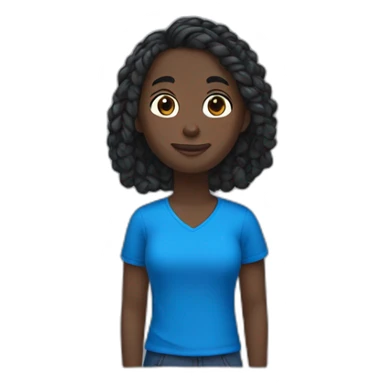 a teacher with black skin color, black hair with braids, a blue t-shirt. giving a French lesson sticker
