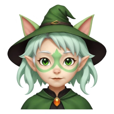Goblin girl witch white hair, and cats ears 
 sticker