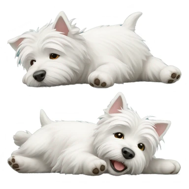 white west highland terrier lying and rolling sticker