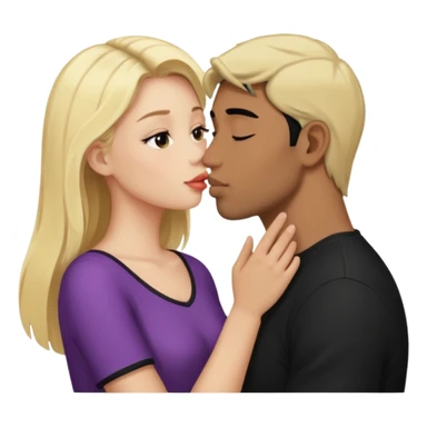 Blonde girl kissing black hair man sticker