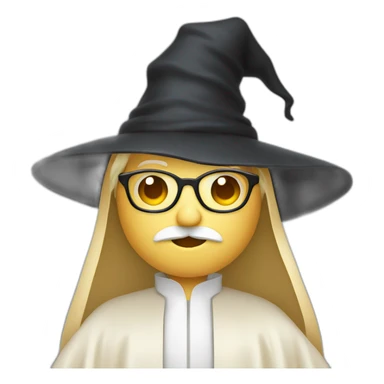 glasses and blond mustache man wearing witch hat and robe sticker