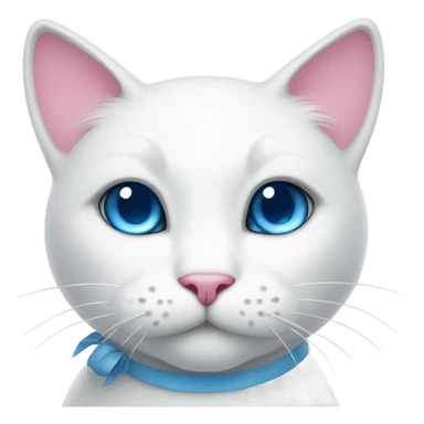 white cat with a pink bow and blue eyes sticker