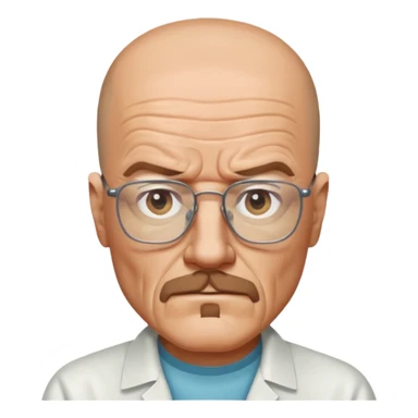 Walter White in iPhone emoji style, with a serious expression and his glasses sticker