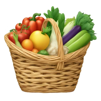 Wicker basket with fresh vegetables and fruits sticker